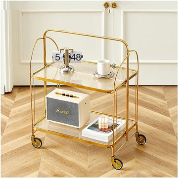 Bello Fold & Roll 2 Tier Folding Trolley/Cart Gold