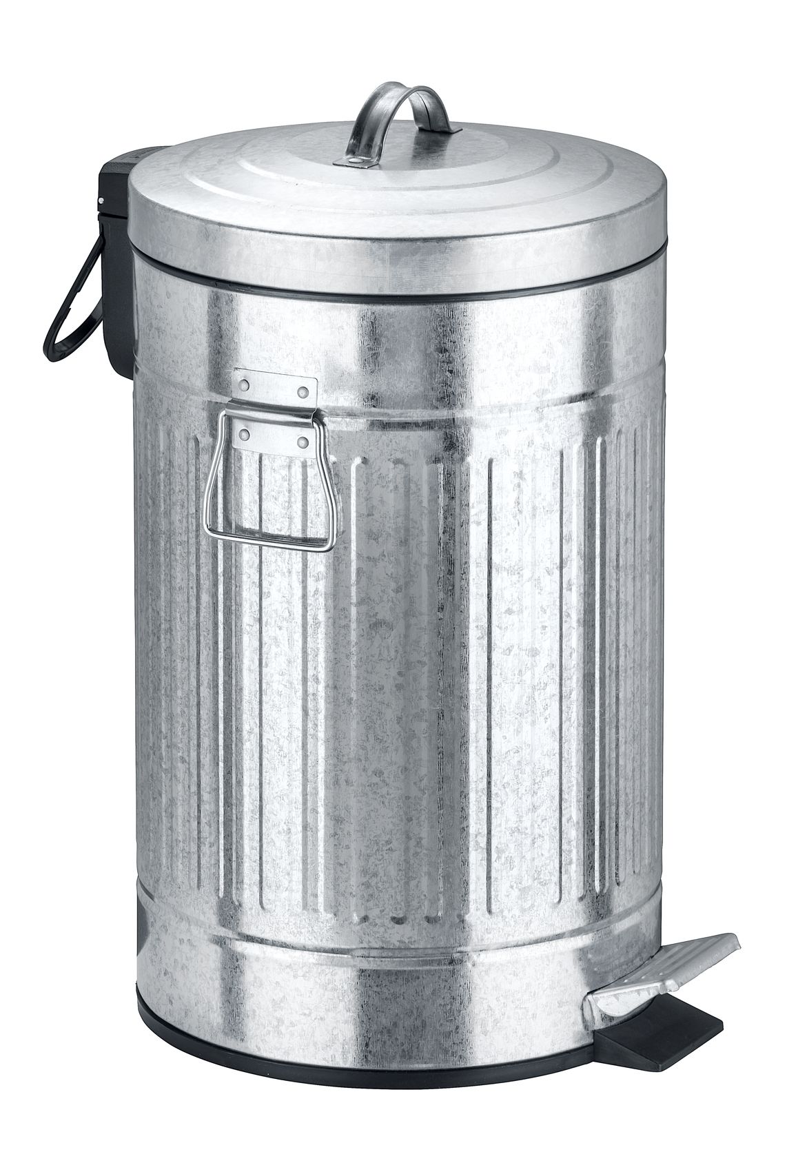 Wenko - 12L Pedal Bin - New York Retro Style - Easy Close - Metal - Silver