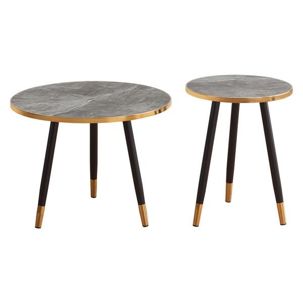 Everfurn Diana Coffee Table Grey Marble with Black Legs - Box 1 of 2