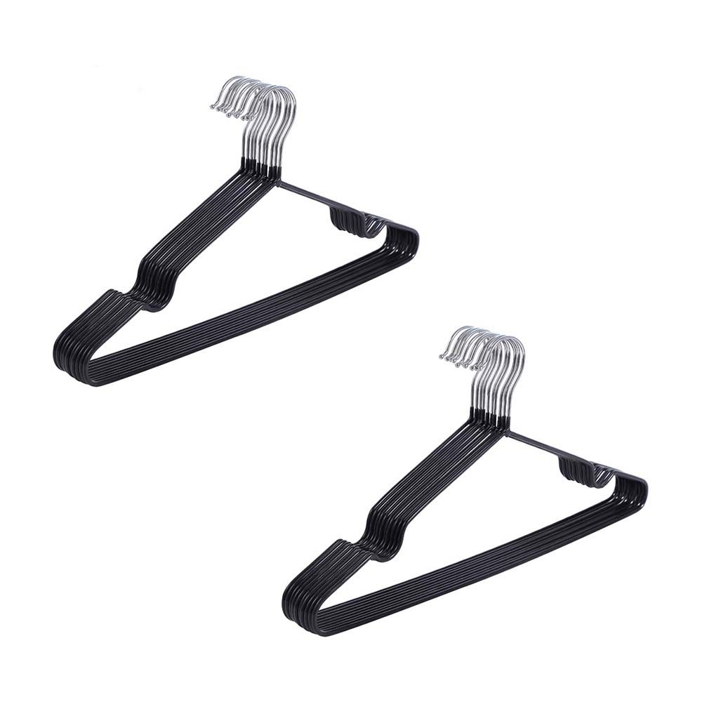 Metal Hangers Non-Slip Suit Coat Hangers Chrome and Black Friction, Metal  Clothes Hanger with Rubber Coating, 16 Inches Wide, Set of 20 (Black)