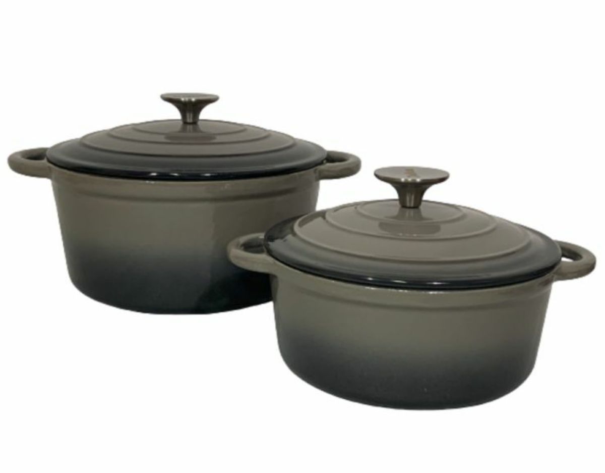 Dream World New Design Dutch Pot Cookware Sets Cast Iron - 7 Piece - Grey