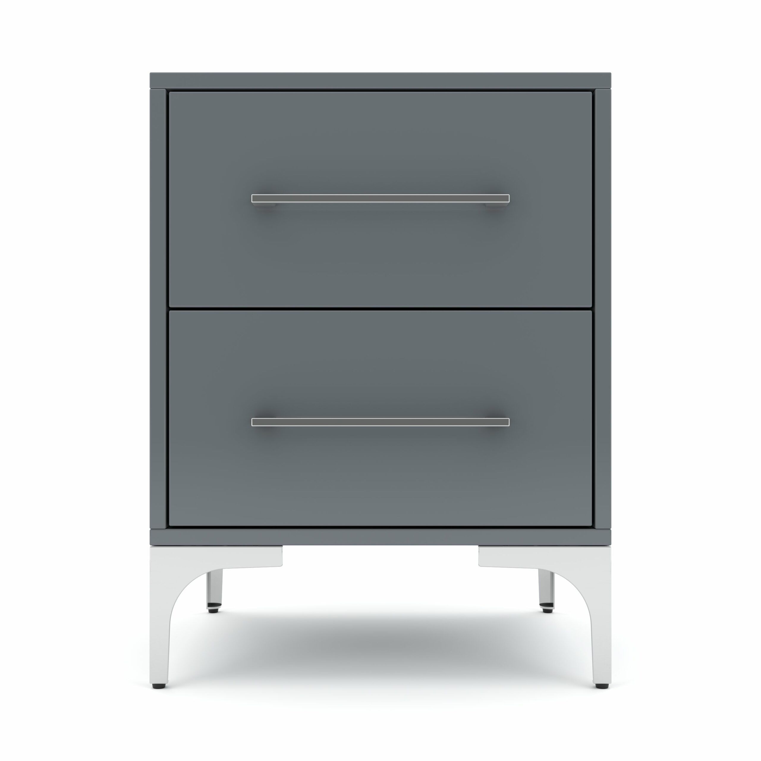 BAM! High Gloss Two Drawer  Bedside Table - Storm Grey