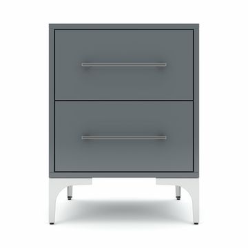 BAM! High Gloss Two Drawer  Bedside Table - Storm Grey