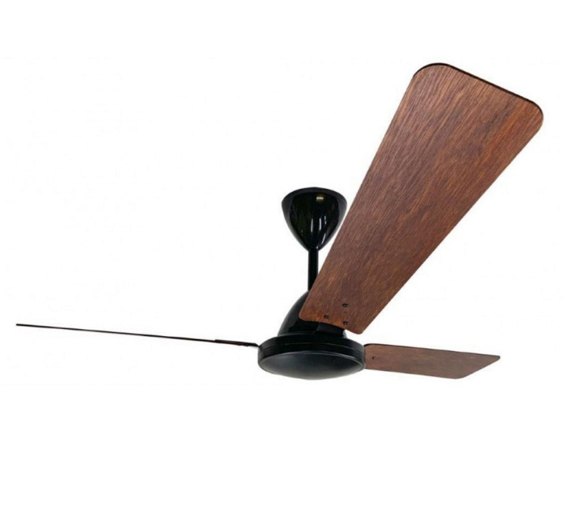 Solent Whirlwind ceiling fan 1400mm Dark Teak Wooden 3-blade and 5-speed wall mounted regulator - Black