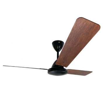 Solent Whirlwind ceiling fan 1400mm Dark Teak Wooden 3-blade and 5-speed wall mounted regulator - Black