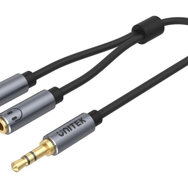 Unitek 0.2M Stereo Male To 2X Stereo Female Cable