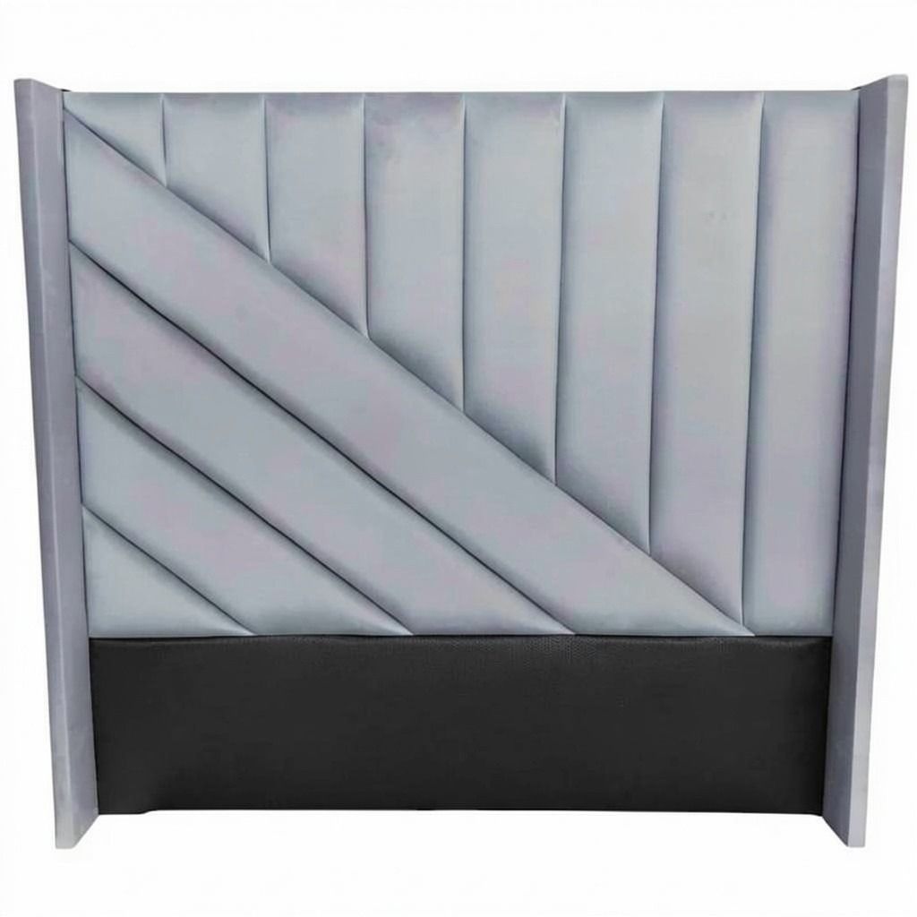Nu Dekor - Siena Velvet Paneled Tufted Headboard - King - Grey