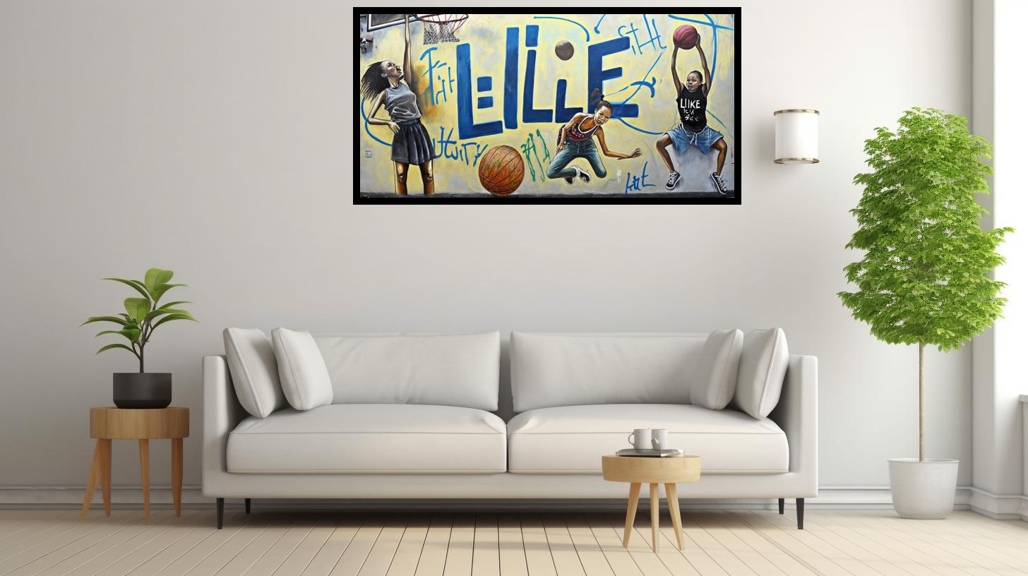 Canvas Wall Art - Canvas Wall Art –Young People Playing Basketball - B1136 [120 x 80 cm]