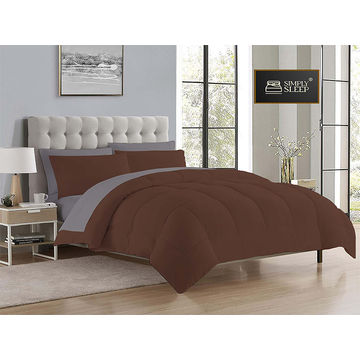 Simply Sleep - Reversible Comforter Set - 90 GSM Micro Fibre - Double - Tiramisu - Gray Flannel