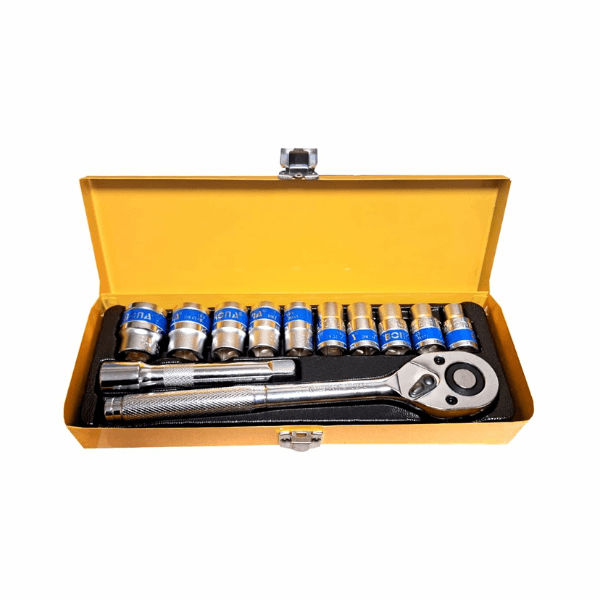 12 Pieces Socket Set 1/2” with Extension Bar and Case