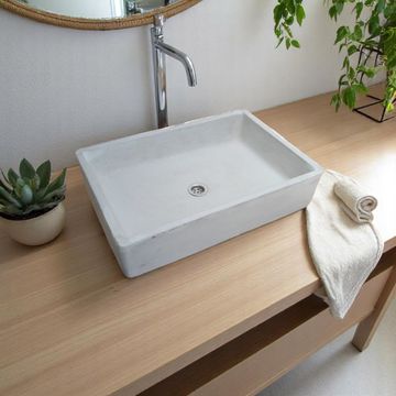 Ivory large cement basin concrete sink for kitchen/bathroom 605x410x130mm