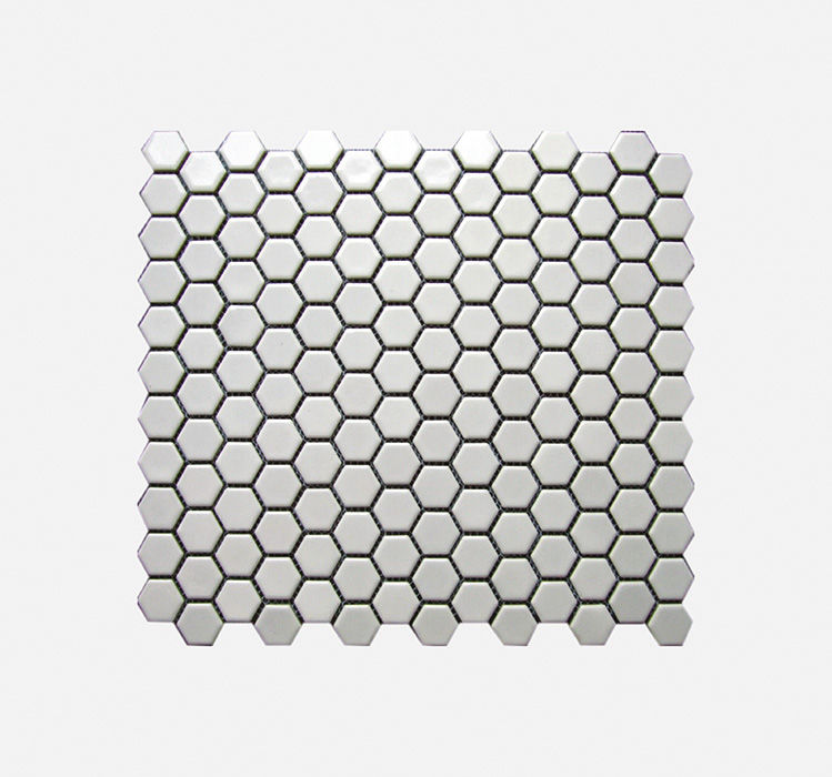 Mosaic Porcelain - Small White Hexagon - 300x260 (per sheet)