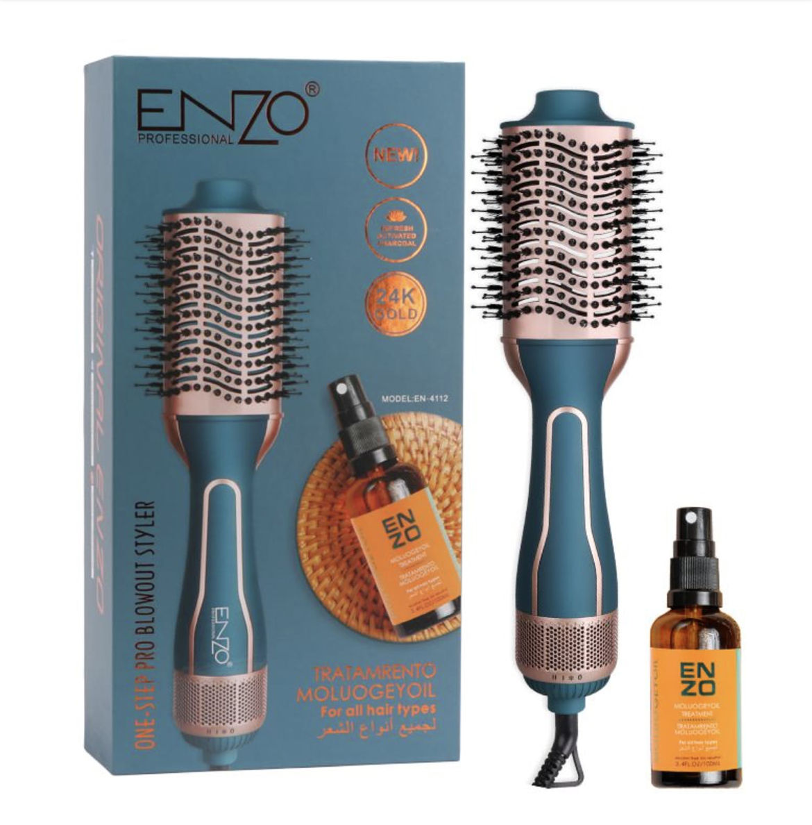Enzo Hair Dryer and Blowout Styler with Moluogey Oil