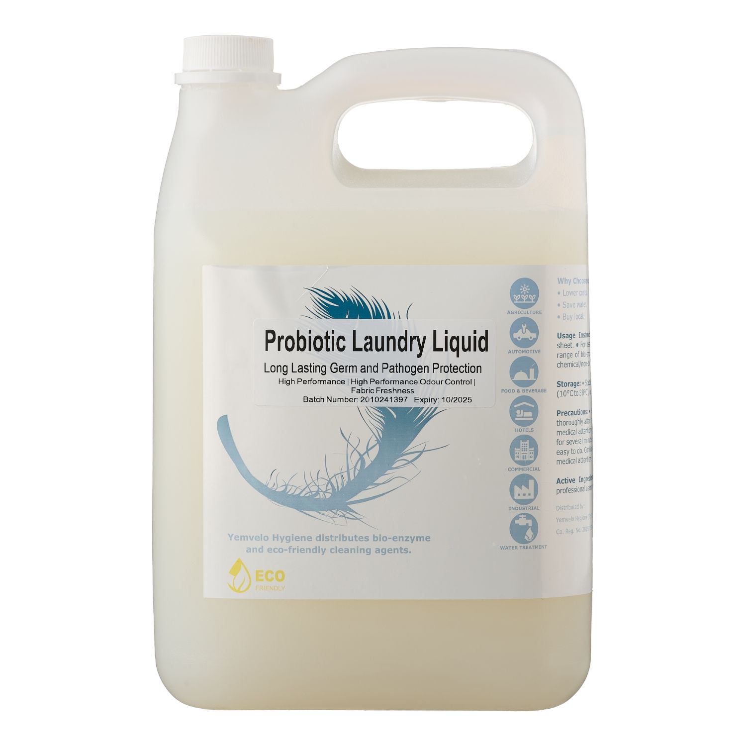 Probiotic Auto Washing Liquid (laundry) YEMVELO HYGIENE 5 litre