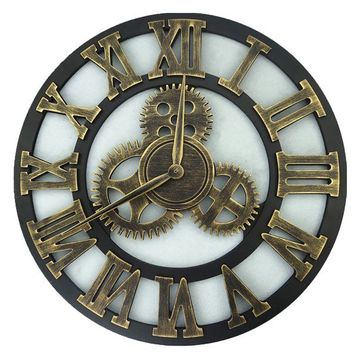Retro Wooden Round Single-sided Gear Clock Ro