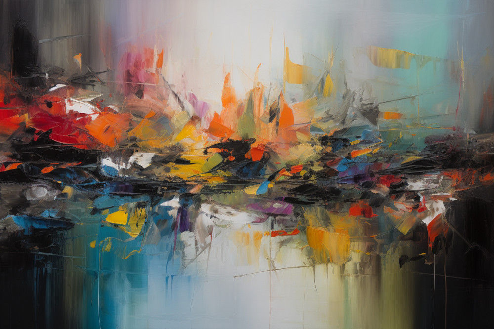 Canvas Wall Art - Colourful river water - A1003 - [120 x 80 cm]