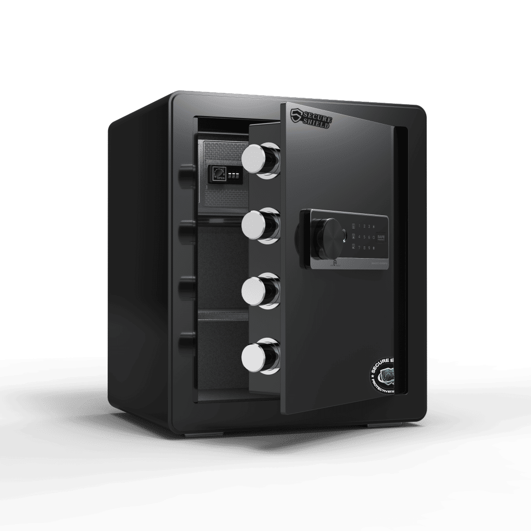 Steel Biometric Safety Box Fingerprint Safety Box Alarmed Safety Box 45cm High Horizontal LCD Touch Screen