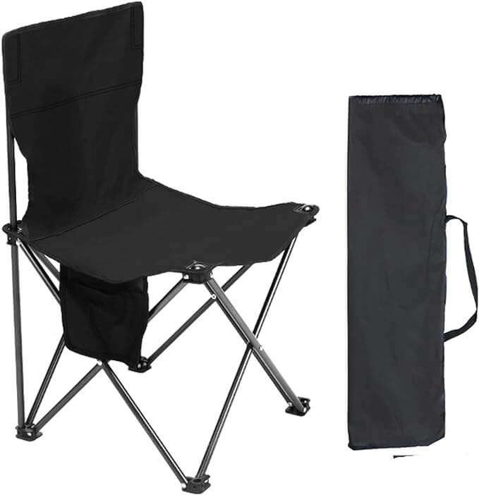 Folding High Back Camping Chair with Carry Bag - Black