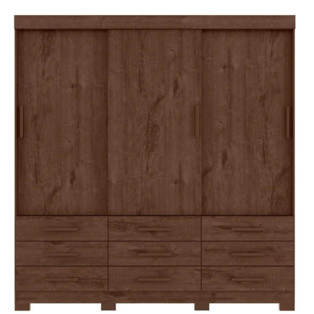 iDeale Max 3-Door 9-Drawer Wardrobe-Jacaranda