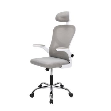 Deli Grey High Back Office Chair W46xD46xH137-142cm, Ergonomic Adjustable Chair with Armrests