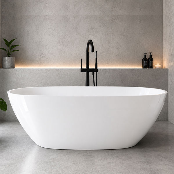 Aurora Polished White Freestanding Bath