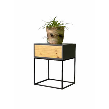 Kilimanjaro Push To Open Grey Side Table One Drawer