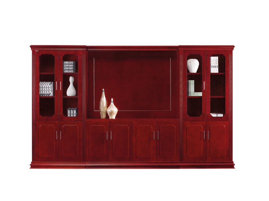 MaqelepoFurn - The Bibliotheca Mahogany Finish Wall Unit