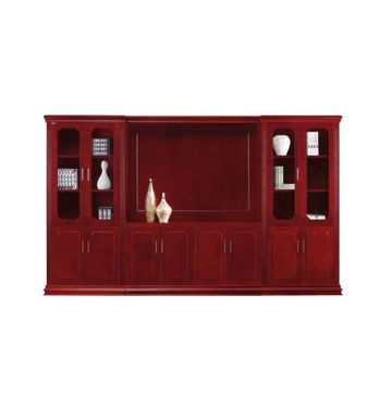 MaqelepoFurn - The Bibliotheca Mahogany Finish Wall Unit