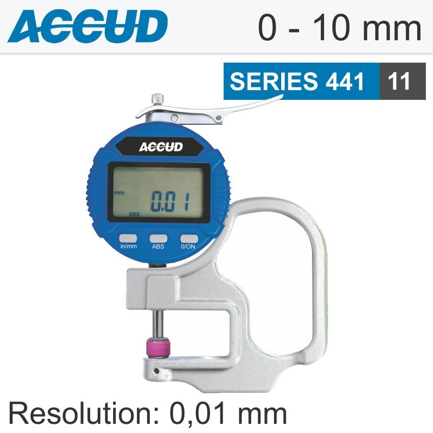 DIG. THICKNESS GAUGE 10MM 0.02MM ACCURACYURACY 0.01MM RES. CERAMIC ANVIL