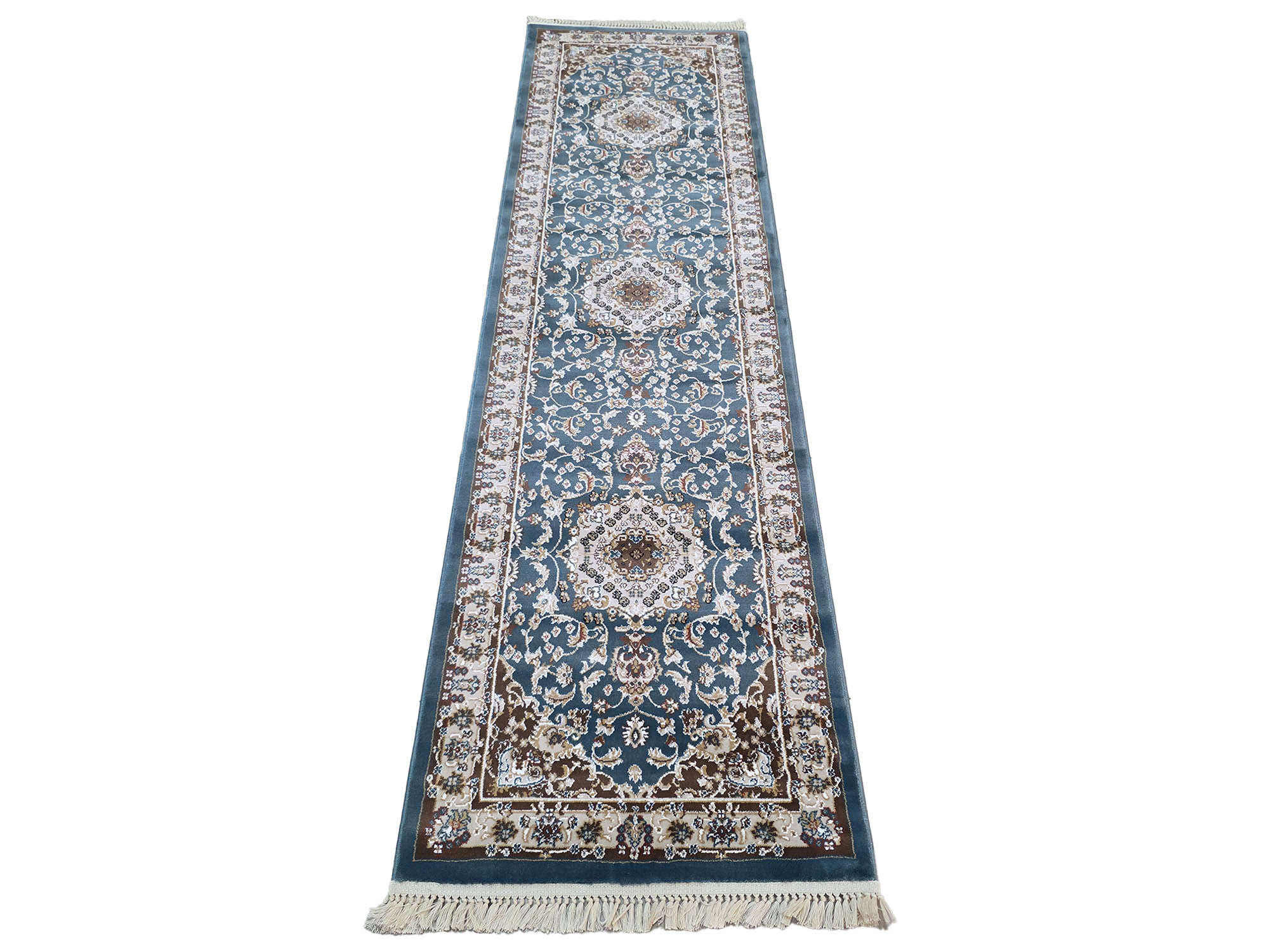 Gorgeous Blue Color Persian Style Machine Made Runner 300 x 80 CM