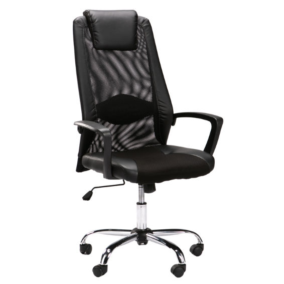 EXEC HIBACK OFFICE CHAIR W-156 CHROME BASE - BLACK
