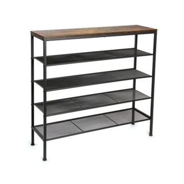 5 TIER SHOE RACK WITH 4 METAL MESH SHELVES