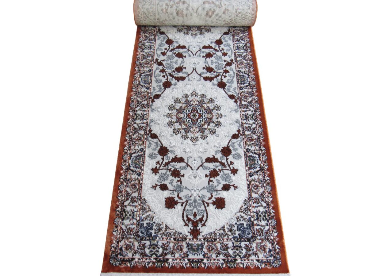 BK Carpets & Rugs – Persian Inspired Passage Runner – Orange , White & Red - 80cm x 4m