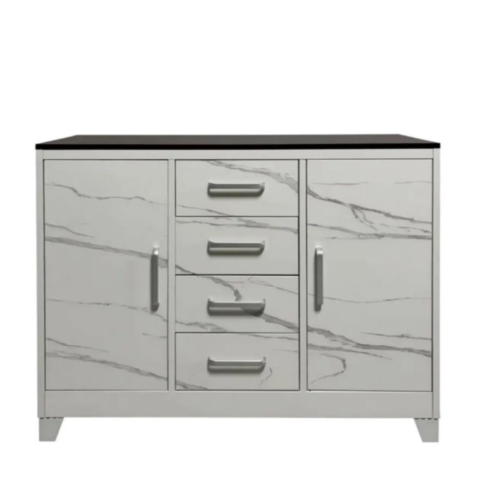 3-Door Metal Kitchen Base Cabinet 1600 mm – Storage Unit with Drawers, Cabinets & Raised Legs