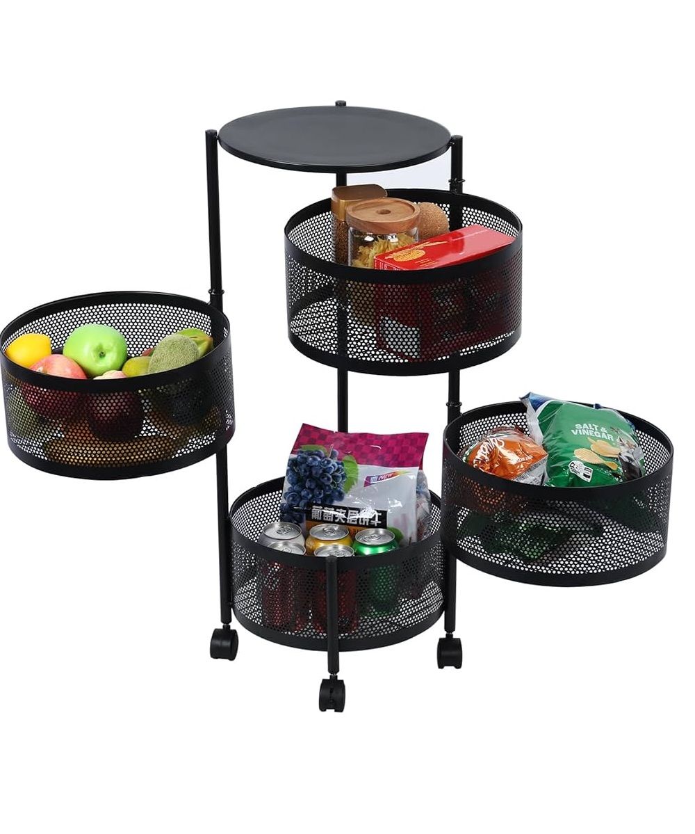 Multi-tiered, rotating storage rack