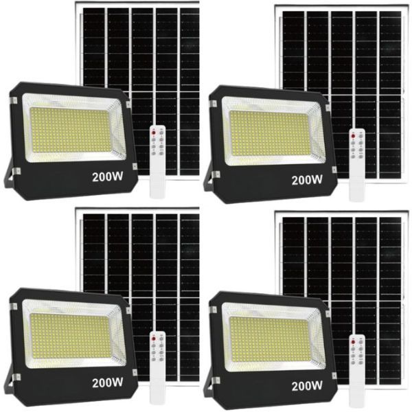 Actolight Premium Solar Rechargeable Flood Light - 200W 4-Pack