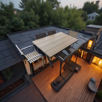 Patio and Garden Villa Wooden Backrest Table and Chair Set for Terrace Leisure Dining