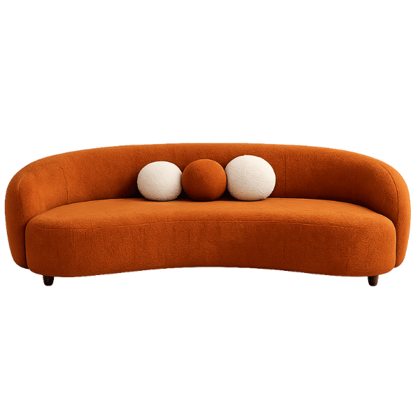 Lucky Furn Modern Rust Orange Curved Sofa
