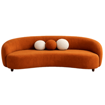 Lucky Furn Modern Rust Orange Curved Sofa