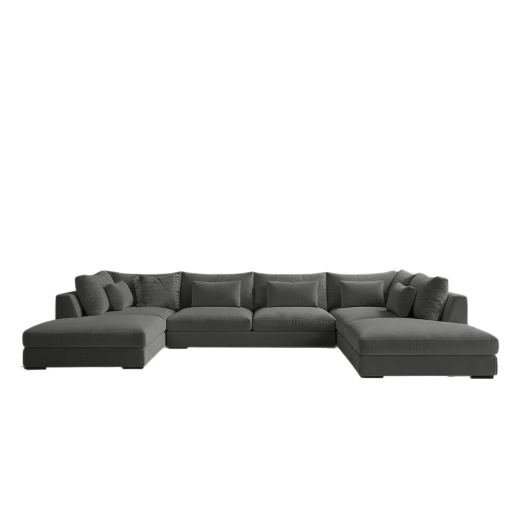 Nu Dekor - Auriella Modular Plush U-Shape Velvet Couch - Dark Grey