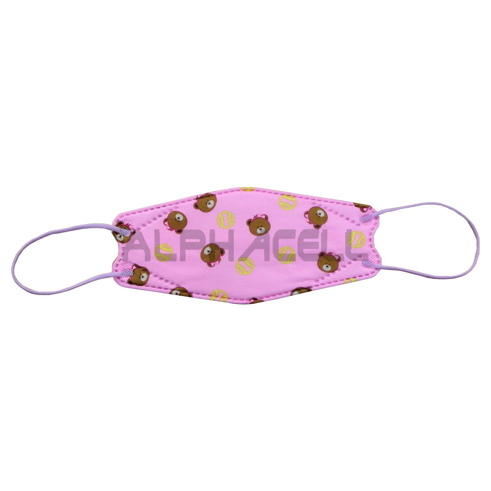 DISPOSABLE FACE MASK KIDS - KF94 - Bear+Baseball DARK PINK
