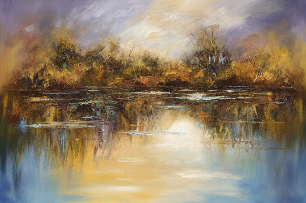 Canvas Wall Art - Lakeside Reflections By Chromatic Expressions  - A1650 - [120 x 80 cm]