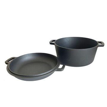 Lifespace Cast Iron Double Dutch Oven Pot 26cm