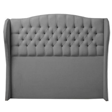 Codie Velvet Buttoned Winged Headboard Three Quarter Grey