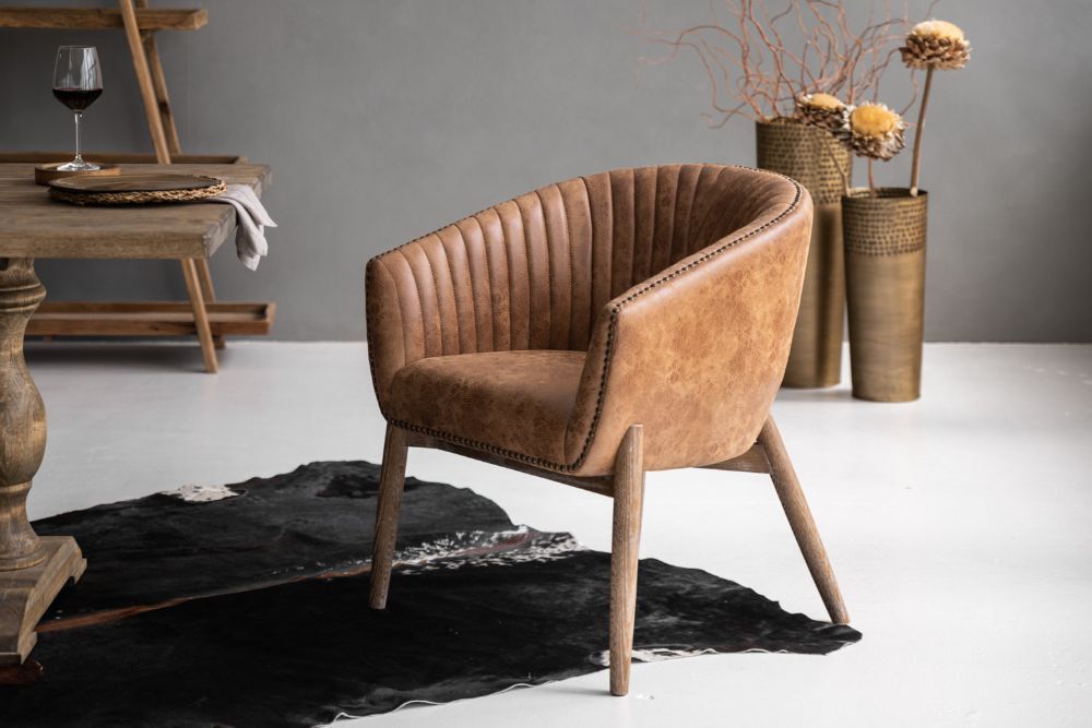 LENNON LEATHER DINING CHAIR MODERN CLASSIC TAN
