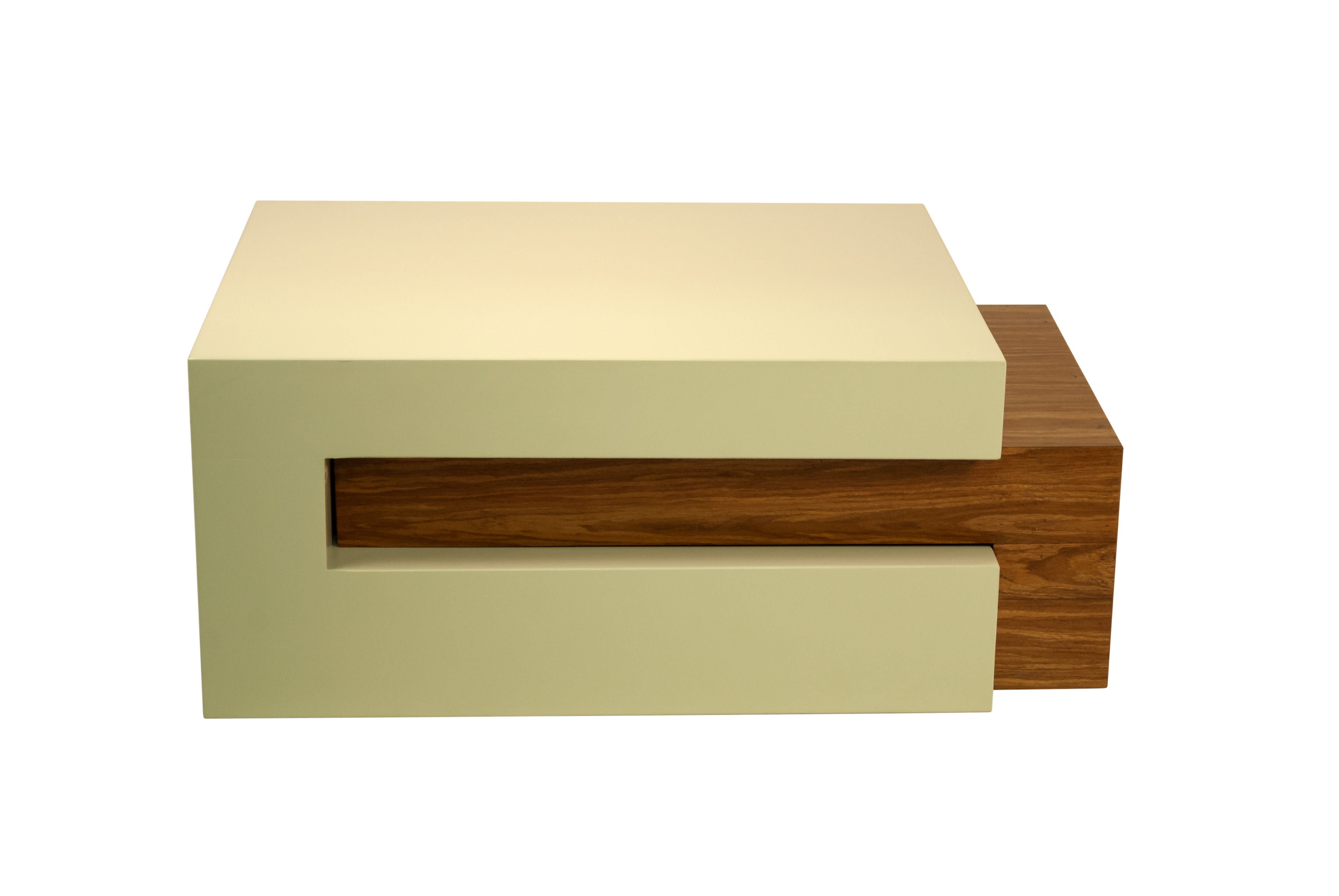 Salena Wood Nesting Coffee Table- Off White + Brown