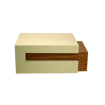 Salena Wood Nesting Coffee Table- Off White + Brown