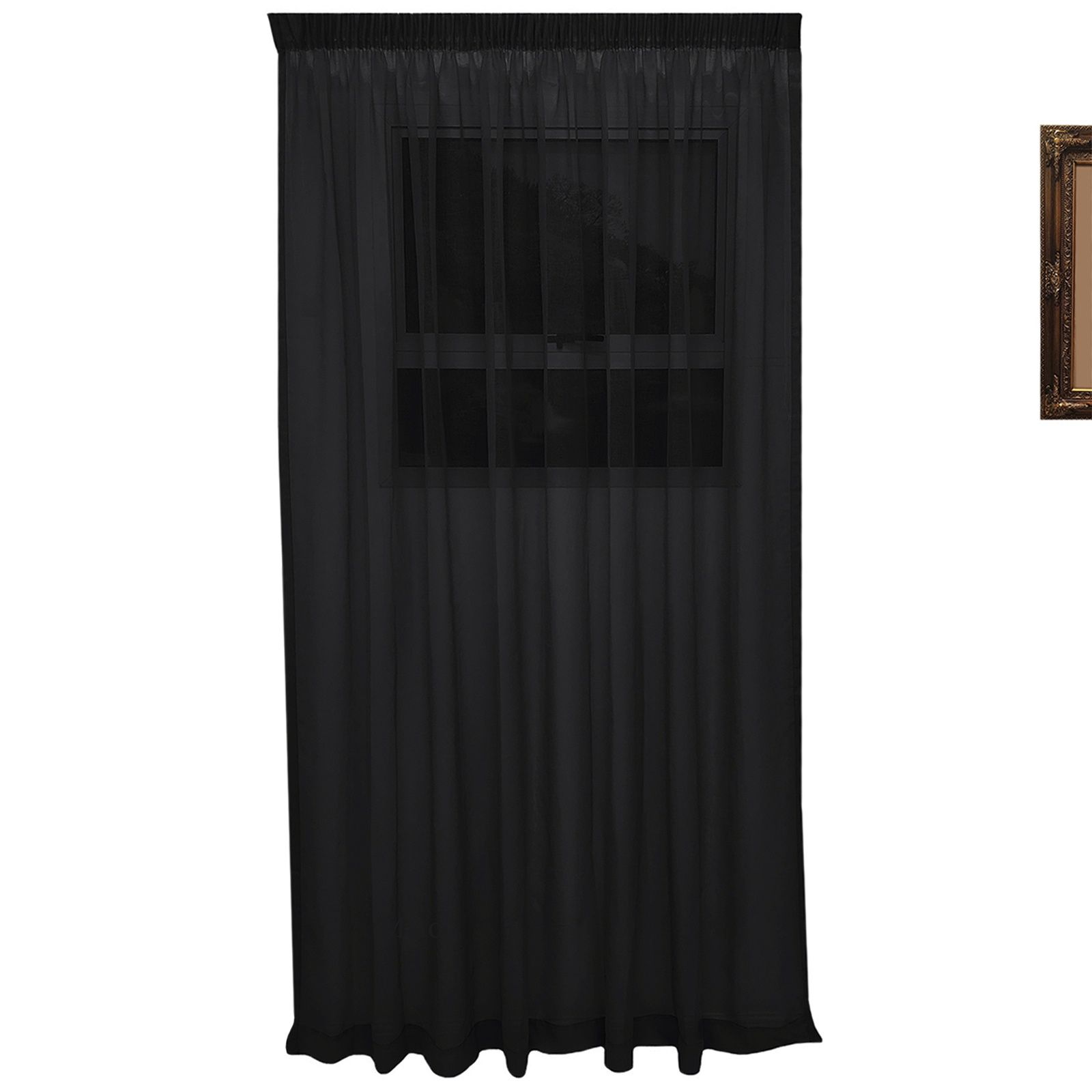 Matoc Designs Curtain - Mystic Voile - Black - Taped - 400cm W x 250cm H