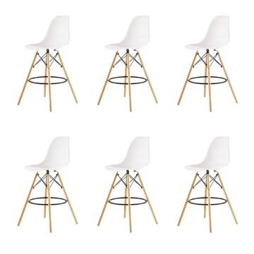KCW-6 Pieces Of 25.5" Modern Style Eiffel Chair Counter Bar Stools Set - White