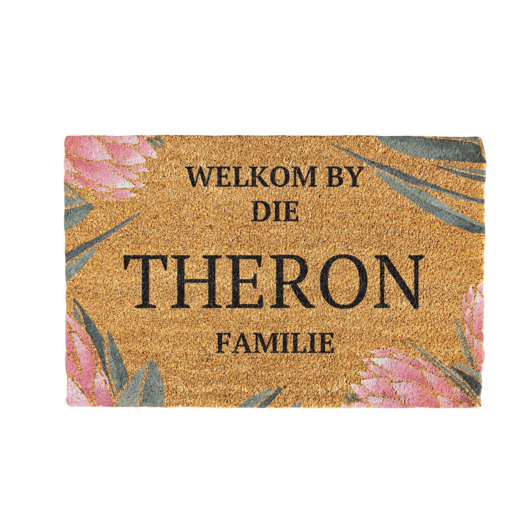Theron Familie Naam Coir Doormat Design 700 x 400 mm